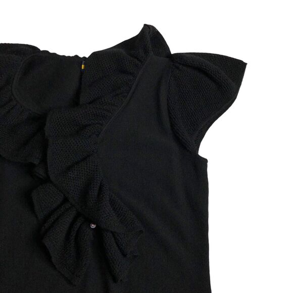 Ralph Lauren Rugby Dress Small Black Wool Knit Sweater Crochet Ruffle Preppy Y2K - Picture 6 of 14